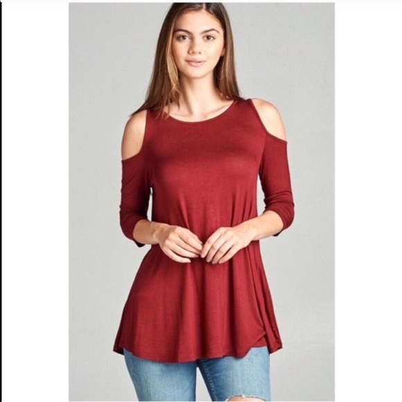 Tops - Valentines Day Cold Shoulder Tunic
